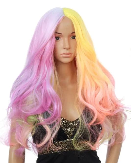 Deluxe Pastel Rainbow Long Wig