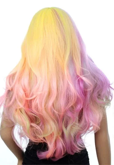 Deluxe Pastel Rainbow Long Wig