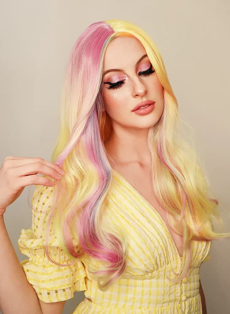 Deluxe Pastel Rainbow Long Wig