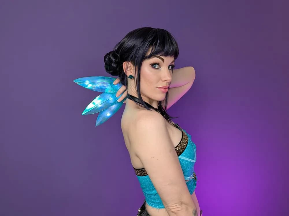 Black & Purple Buns Wig with Short Bangs