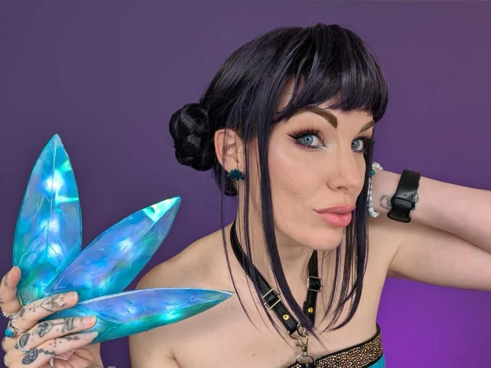 Black & Purple Buns Wig with Short Fringe