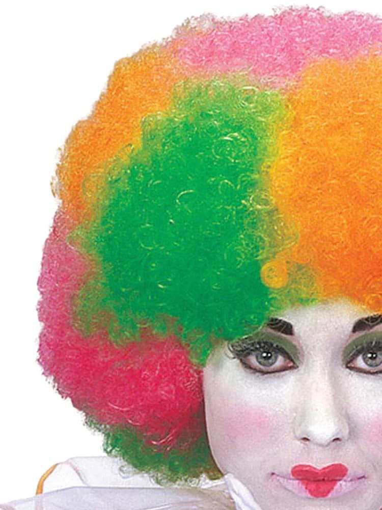 Multi Colour Neon Clown Wig - Adults