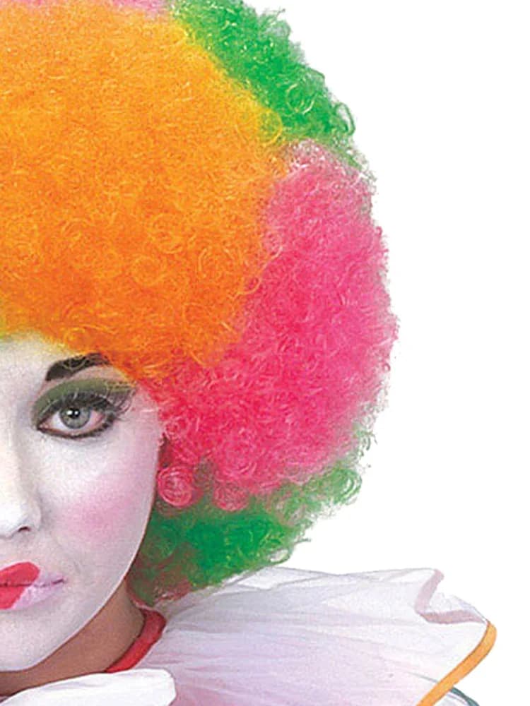 Multi Colour Neon Clown Wig - Adults