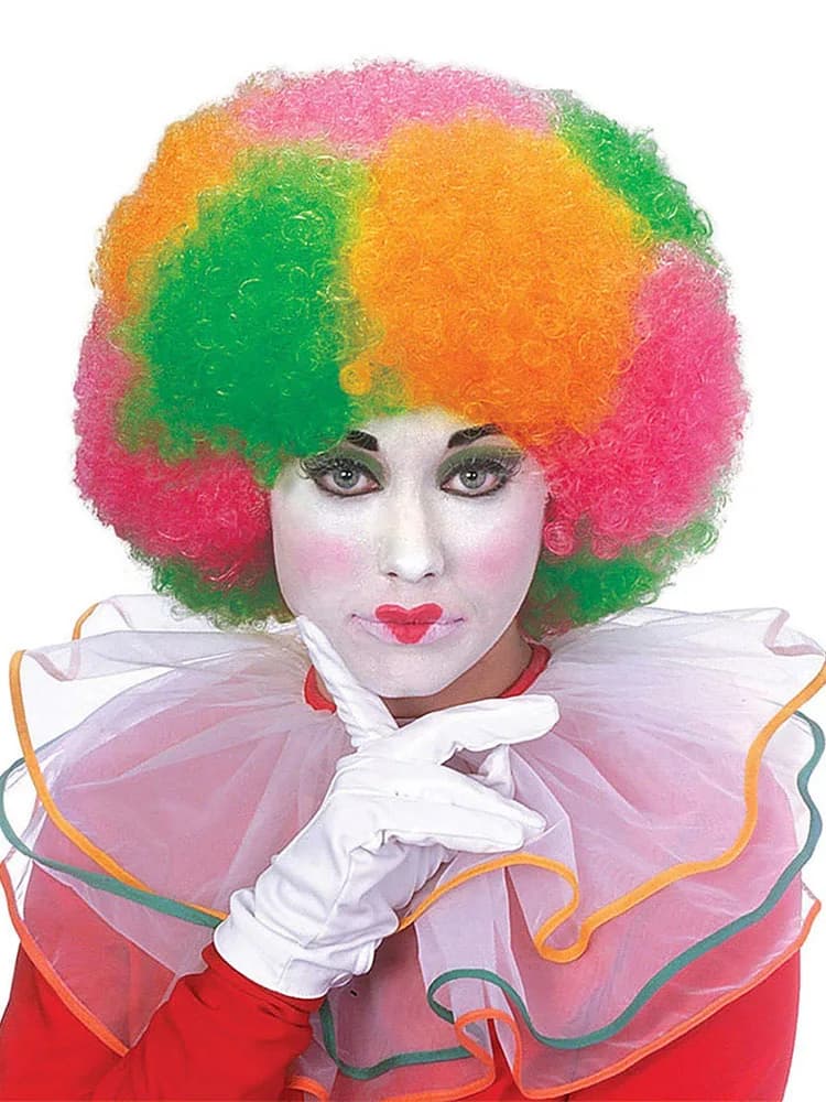 Multi Colour Neon Clown Wig - Adults