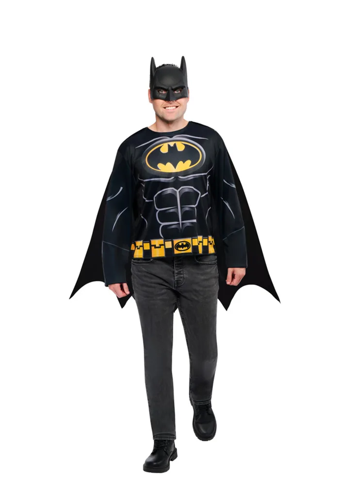 Adults Batman Costume Top, Cape & Mask