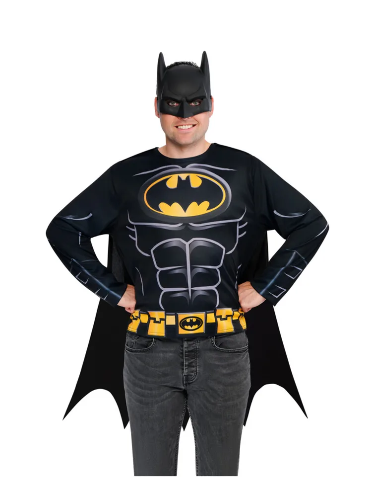 Adults Batman Costume Top, Cape & Mask