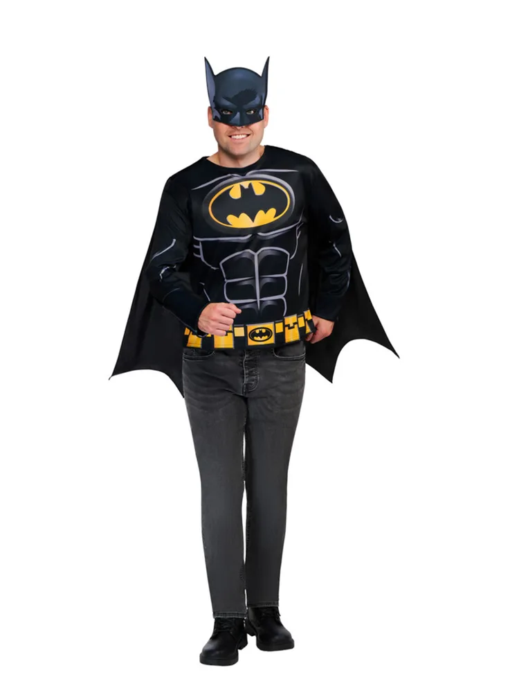 Adults Batman Costume Top, Cape & Mask