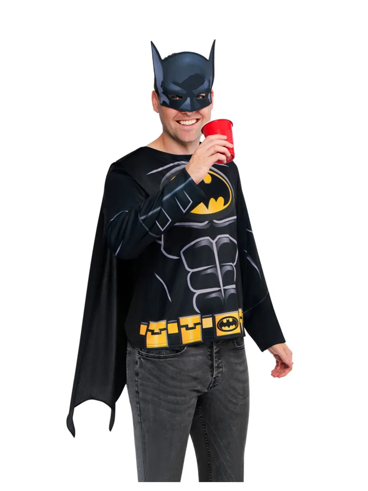 Adults Batman Costume Top, Cape & Mask