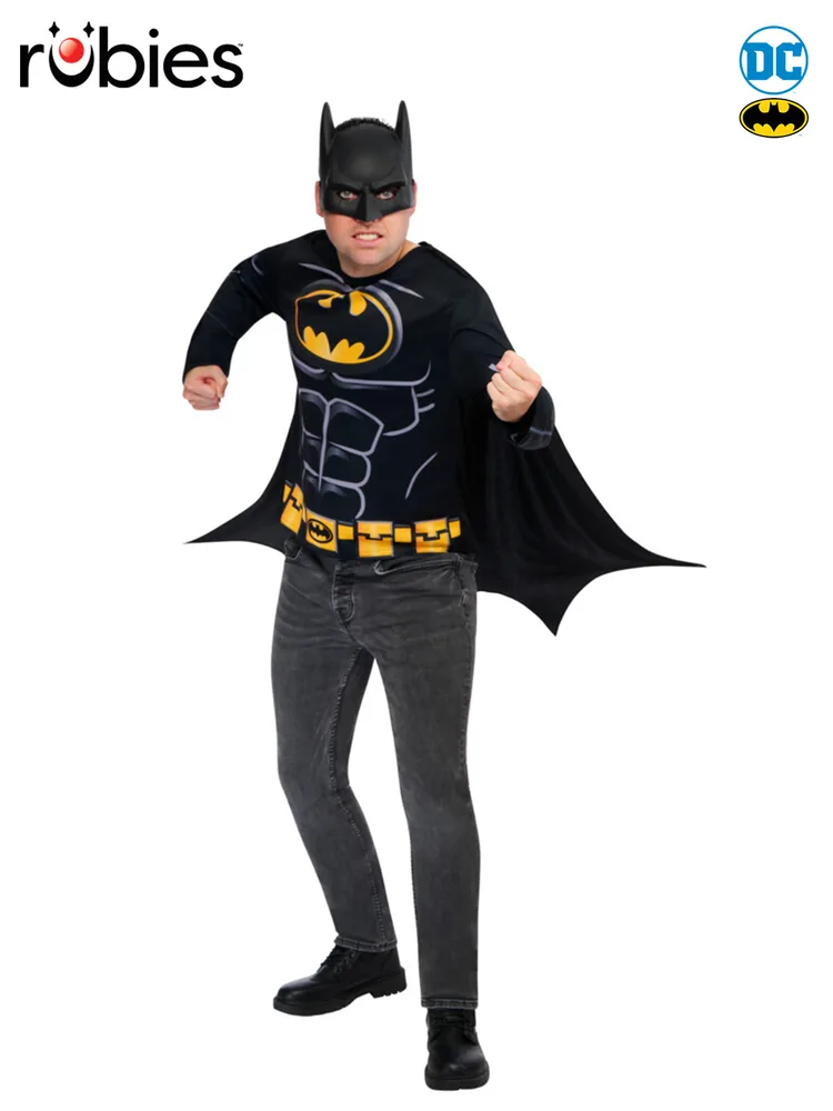 Adults Batman Costume Top, Cape & Mask