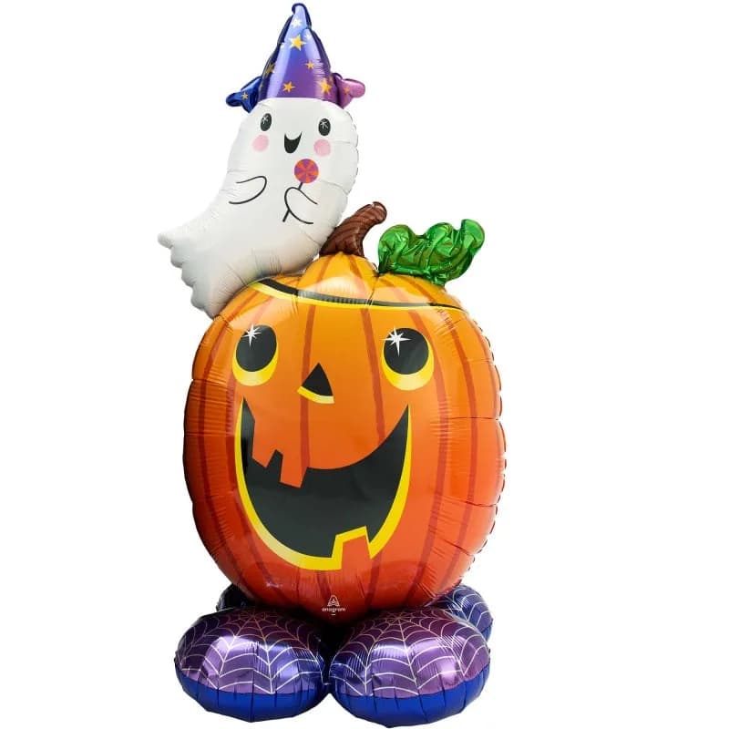 Pumpkin and Ghost Air-Filled Standing Foil Balloon