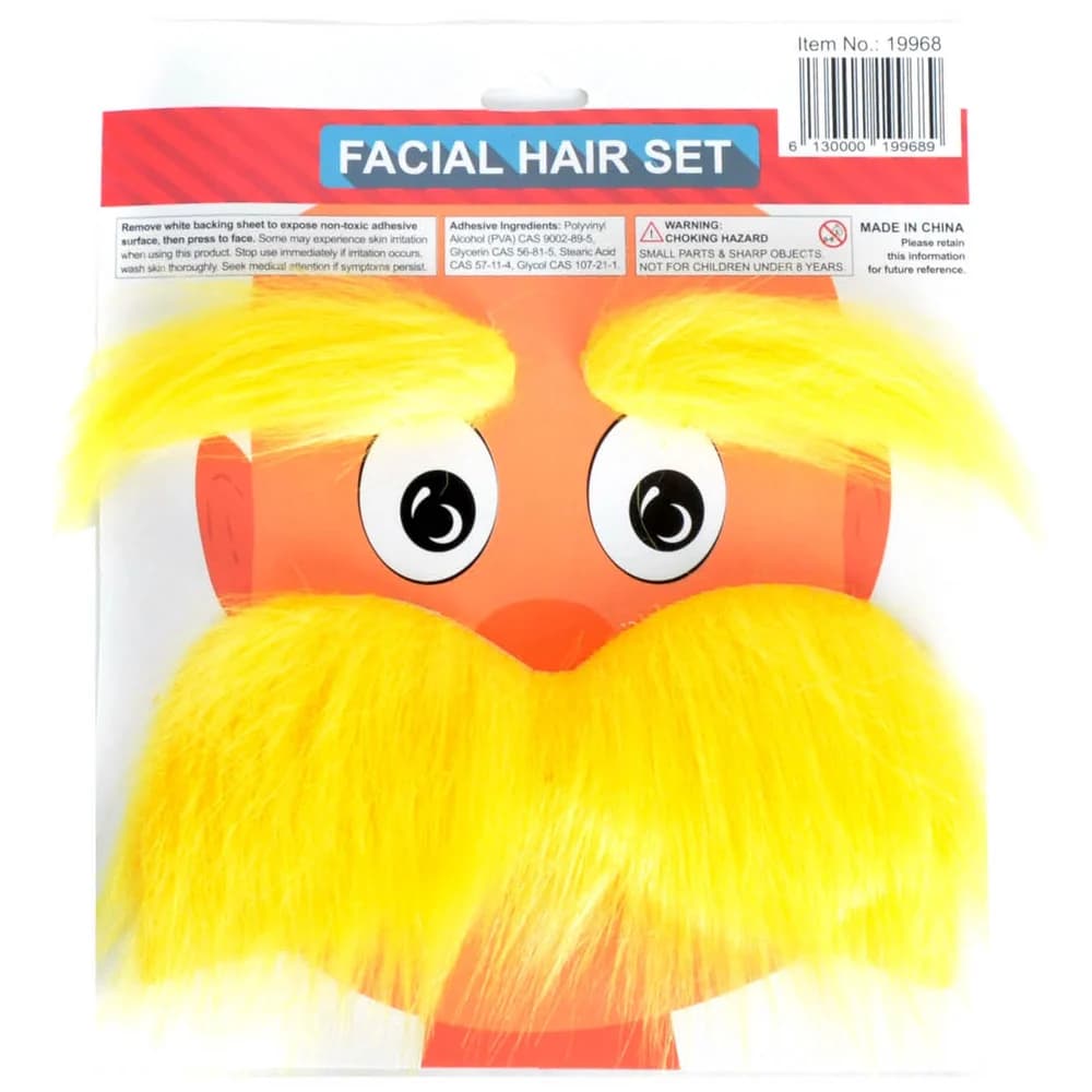 Yellow Furry Eyebrows & Moustache Set