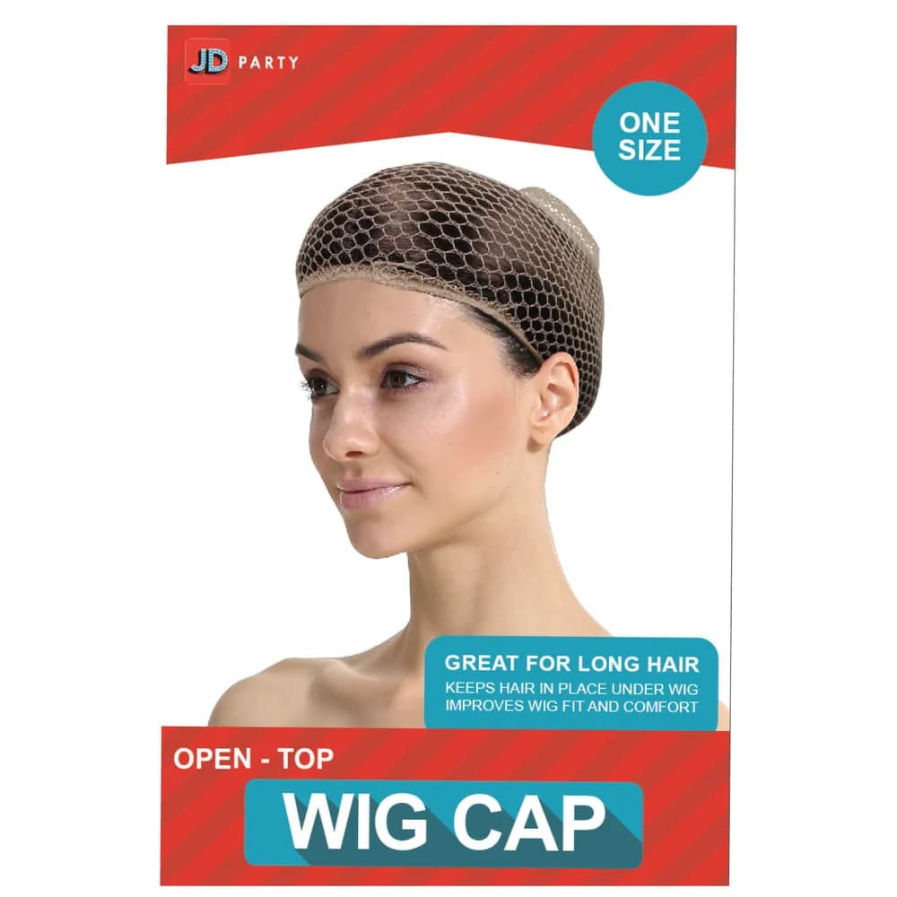 Nude open-top mesh wig cap worn on the pack