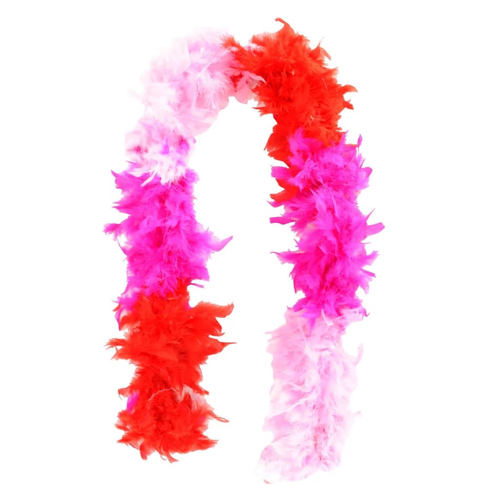 Mixed pink feather boa in hot pink, light pink and red