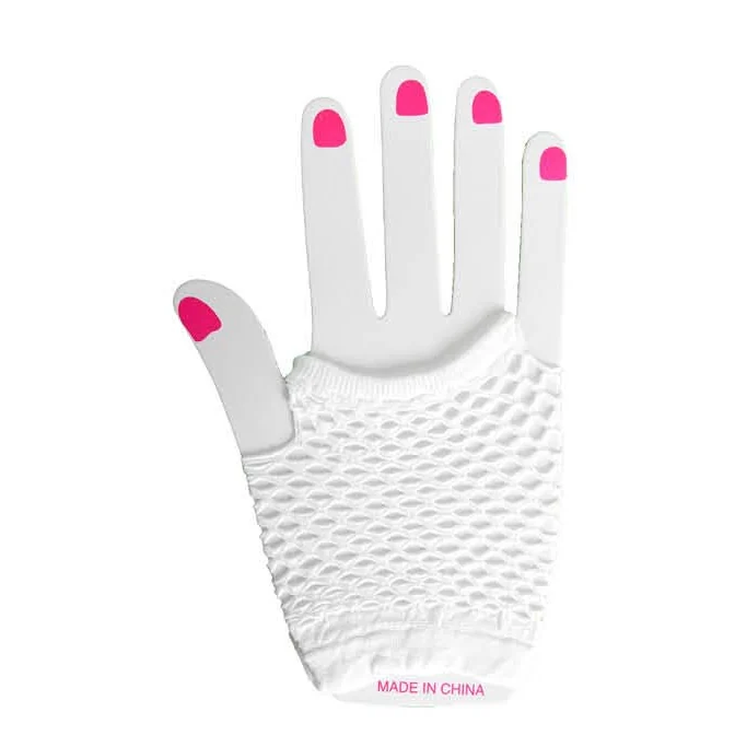White Short Fishnet Gloves