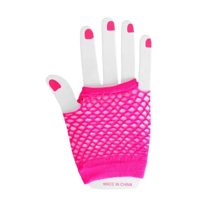 Hot Pink Short Fishnet Gloves