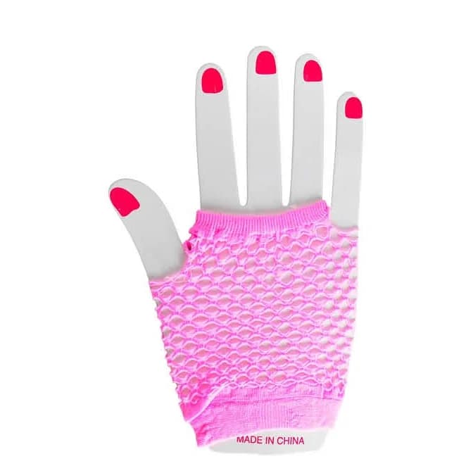 Pink Short Fishnet Gloves