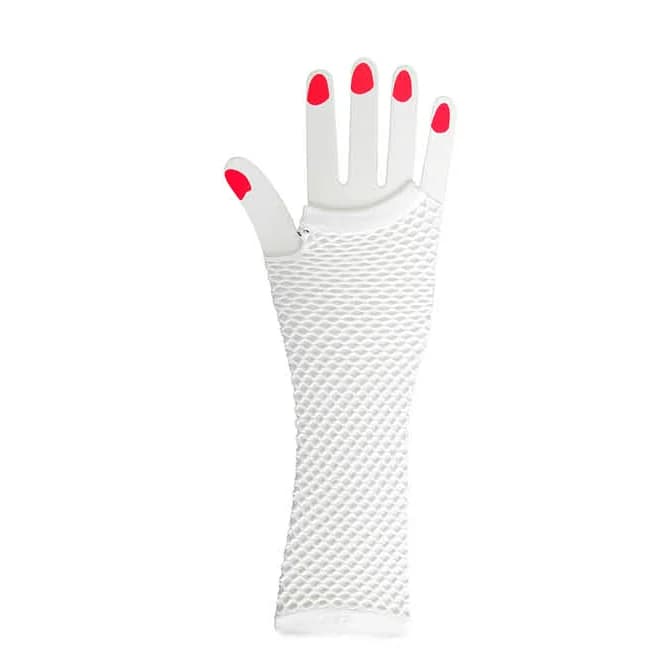 White Long Fishnet Gloves