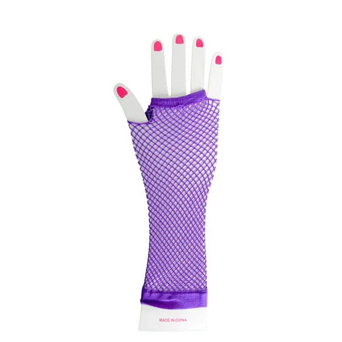 Purple Long Fishnet Gloves