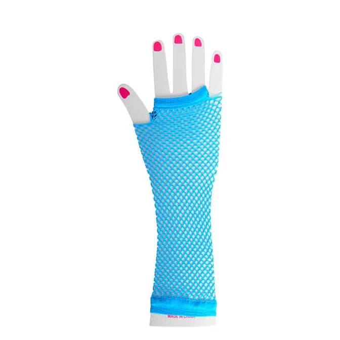 Blue Long Fishnet Gloves