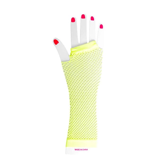 Yellow Long Fishnet Gloves
