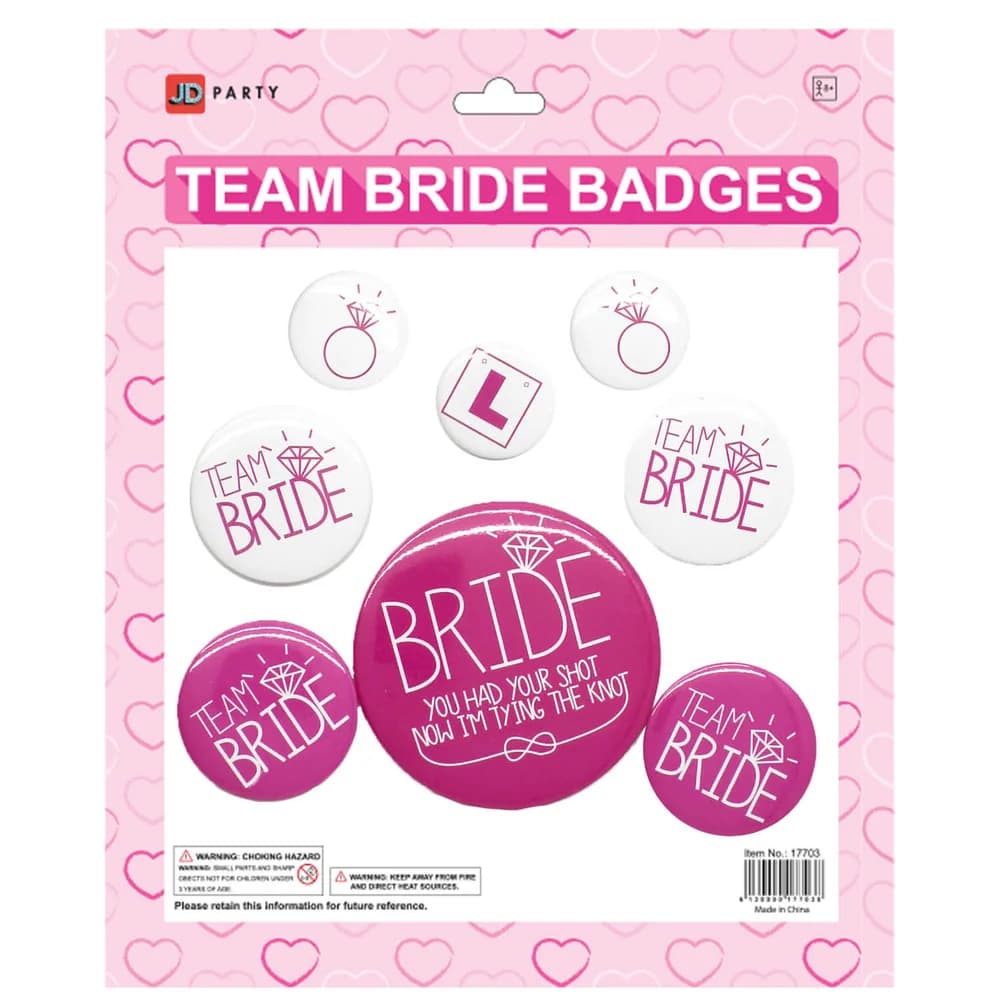 Team Bride Badges (Pack of 8)