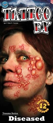 Diseased FX Temporary Tattoo Sheet (12 Tattoos) pack front