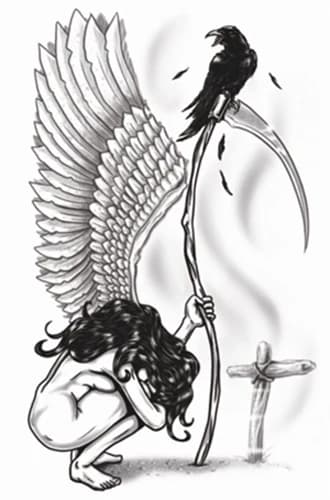 Angel of Death Gothic Temporary Tattoo