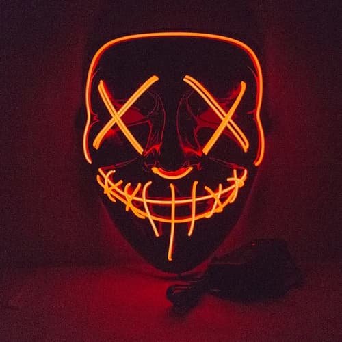 Light-Up Stitched Grin Mask - Orange