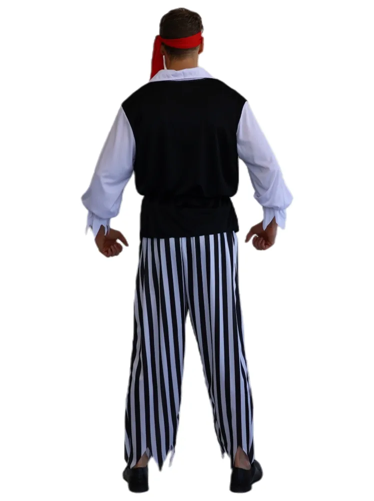 Adults Striped Pirate Costume - back view