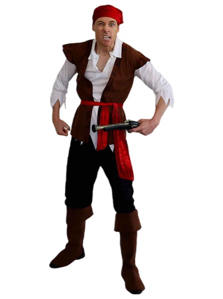 Adults Brown Pirate Costume with Boot Covers