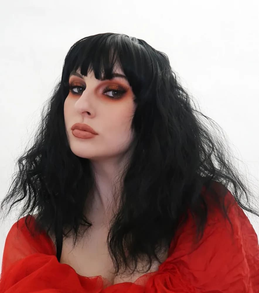 Black Wavy Gothic Witch Wig with Fringe