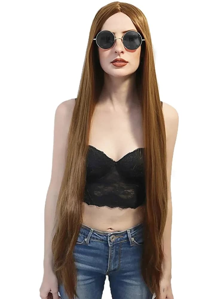 Extra Long Straight Brown Wig (100cm)