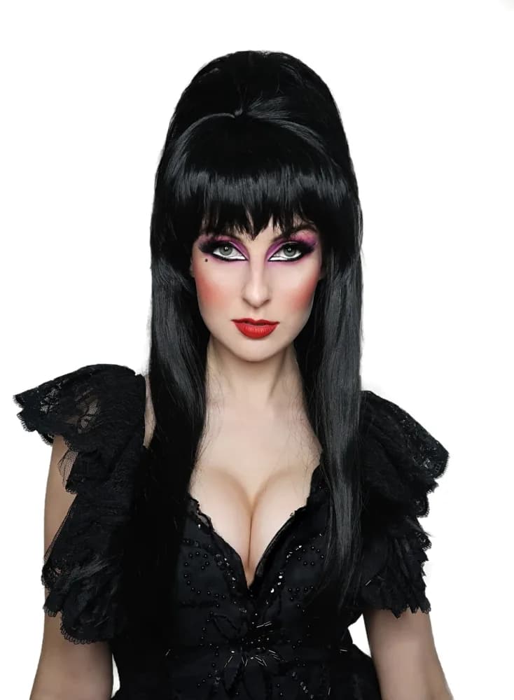 Black Gothic Beehive Wig with Fringe