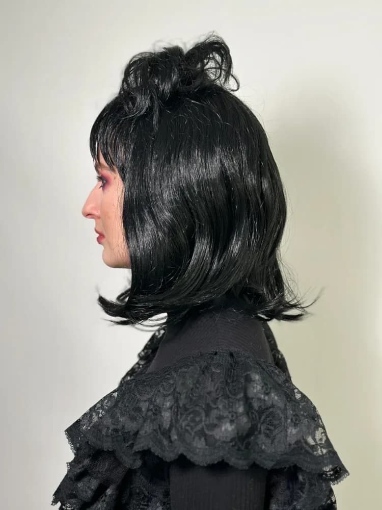 Black Goth Girl Wig with Spiky Fringe