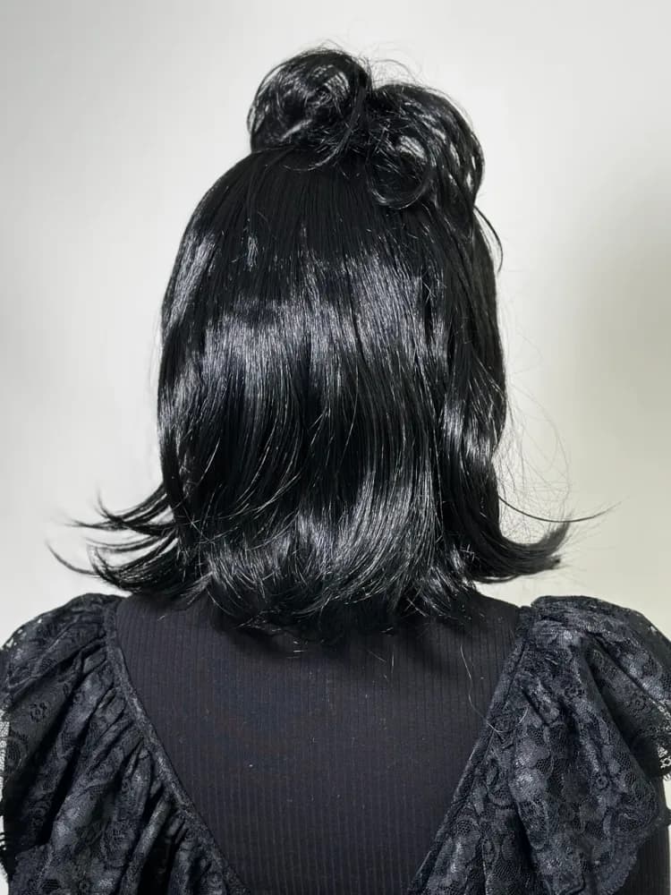 Black Goth Girl Wig with Spiky Fringe