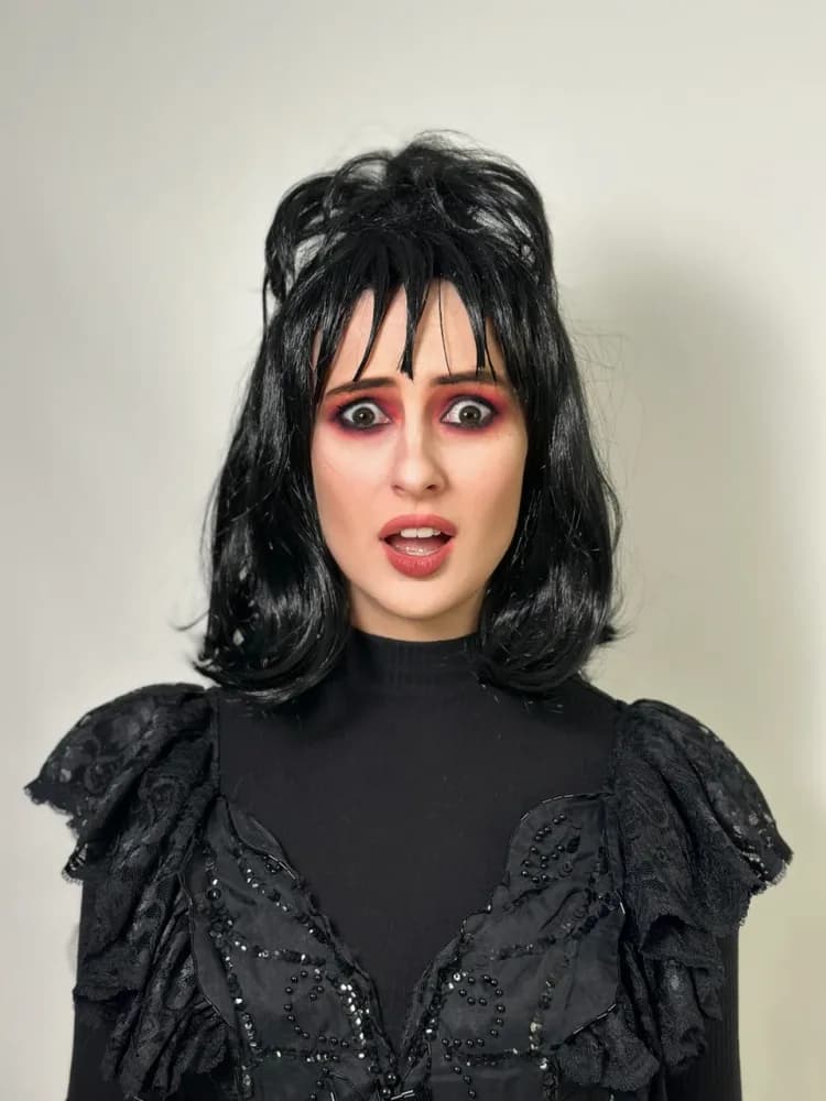 Black Goth Girl Wig with Spiky Fringe