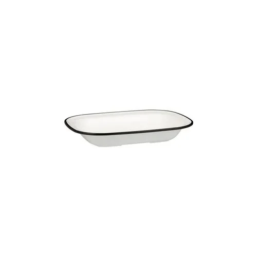 Melamine Rectangular Dish -- WHITE with BLACK LINE