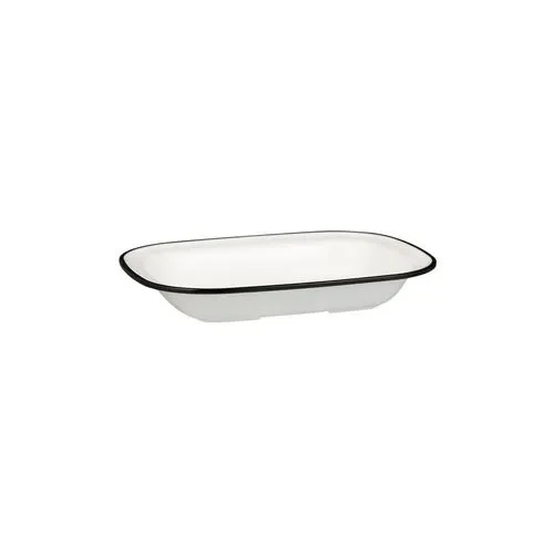 Melamine Rectangular Dish -- WHITE with BLACK LINE