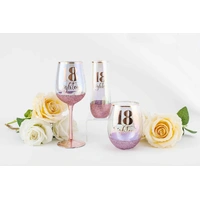 18th Birthday Glitter Stemless Glass - Purple