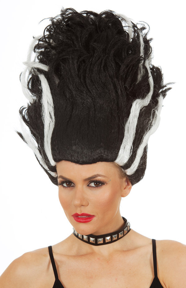 Bride Of Monster Black Beehive With White Streak Wig Perth