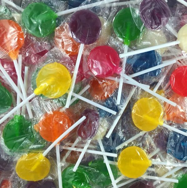 Bulk Flat Mixed Colour Lollipops 1KG