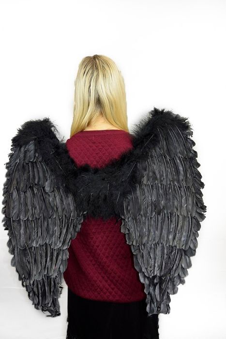 Giant Black Feather Angel Wings