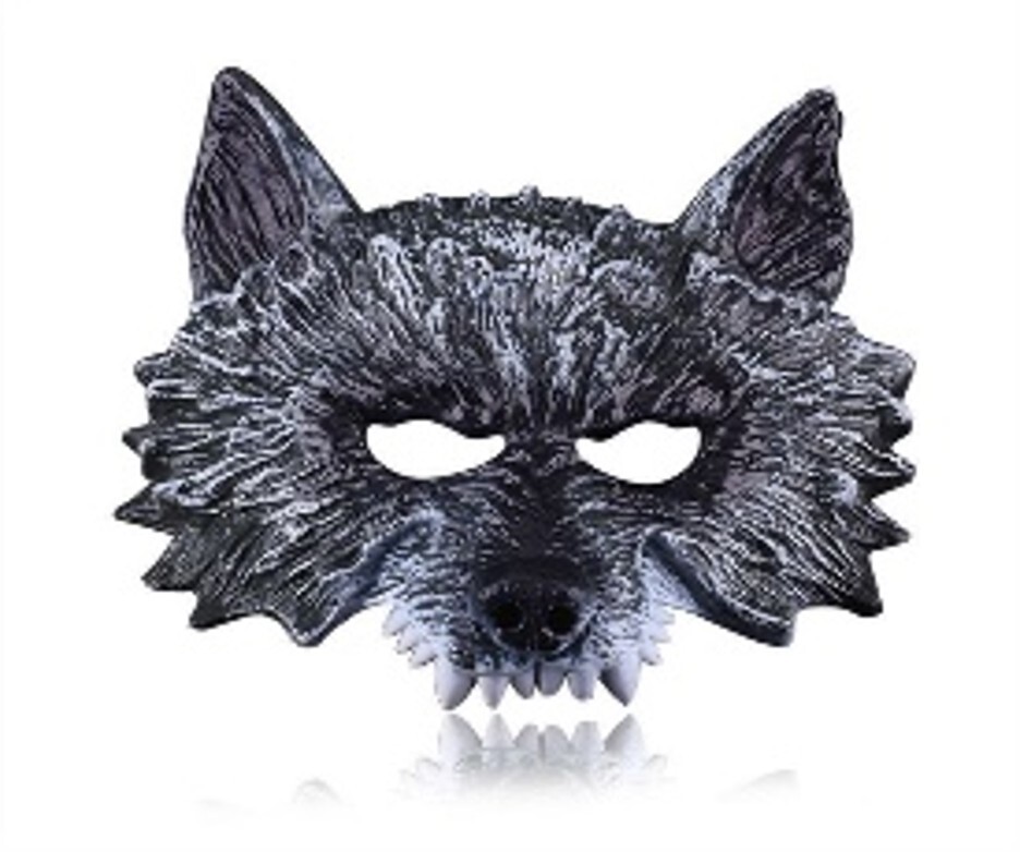 Adult's Black/Grey Plastic Werewolf Mask