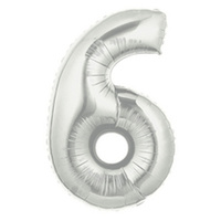 Silver Jumbo Number 6 Foil Balloon (101cm)