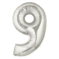 Silver Jumbo Number 9 Foil Balloon (101cm)