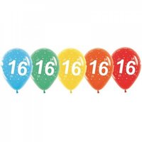 Asstd. Colours "16" Printed Latex Balloons (30cm) - Pk 50