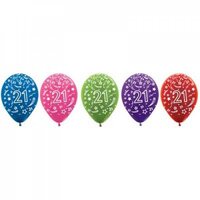 Asstd. Metallic "21" Printed Latex Balloons (30cm) - Pk 50