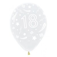 Crystal Clear "18" Printed Latex Balloons (30cm) - Pk 50