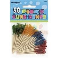 Asstd. Colours Frilled Toothpicks - Pk 50
