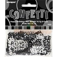 "Happy Birthday" Black & Silver Glitz Confetti (14g)